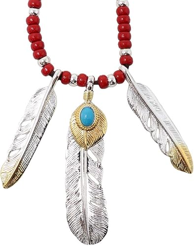 Amazon H N Z ネイティブ アメリカン ネックレス レザー シルバーネックレス ゴールド コンチョ フェザー ターコイズ ジュエリー メンズアクセサリー Inj 029 ネックレス 通販