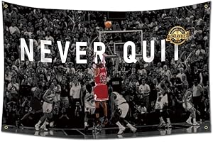 EWRITN Workout Polyester Flag Banner, 3x5 Feet, Never Quit Fitness Inspirational Home Gym Wall Decor, Cool Gym Motivation Pos