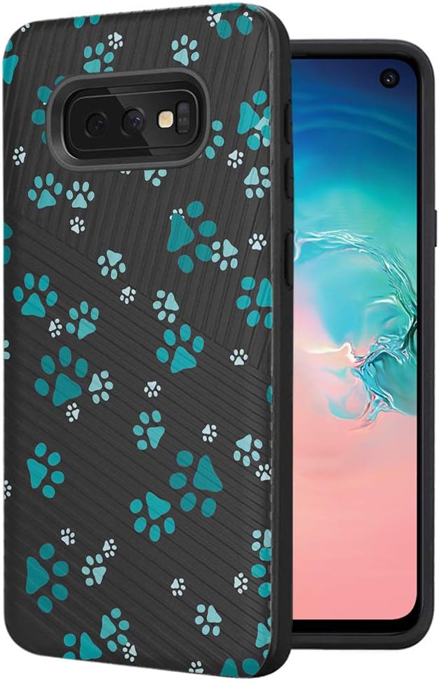 Moriko Case Compatible with Galaxy S10e [Tough Anti-Scratch Shock Absorption Cushion Protective Black Case Cover] for Samsung Galaxy S10e (S10 Lite) - (Paw Print Green)
