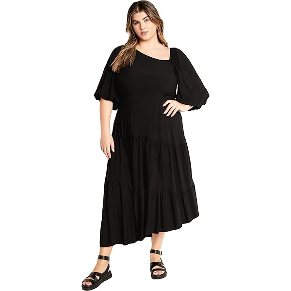 Women's A-line Midi Long Dress (2X-Large, Black) at Amazon Women's Clothing  store