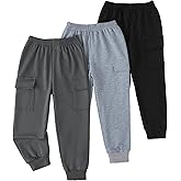 Boys Sweatpants 3 Pack Boys Cargo Joggers Pants Elastic Waist Casual Kids Toddler Cargo Sweatpants Size 3-7T