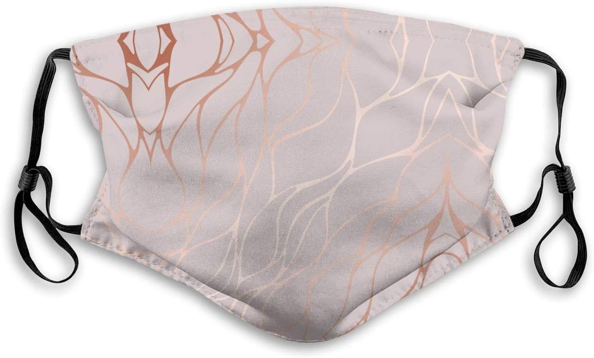 Rose Gold Marble Pattern Printing Fashion Mouth Mask Reusable Anti-Dust Mask Unisex Face Mask Anti Smog Respirator with Activated Carbon Filter for Outdoor Activities Cycling Camping S