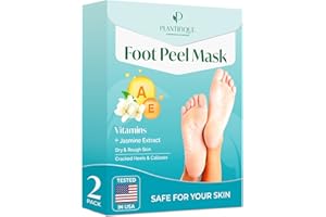 PLANTIFIQUE Foot Peeling Mask - Peeling Foot Mask Dermatologically Tested Repairs Heels & Removes Dry Dead Skin for Baby Soft Feet (Jasmine, 1 Count (Pack of 2))