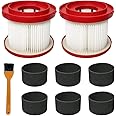 2 Pack 49-90-1900 Replacement HEPA Filter Compatible with Milwaukee Cordless M18 Vacuum 0780-20 0880-20, with 6 Foam Sleeve Filters 1 Brush