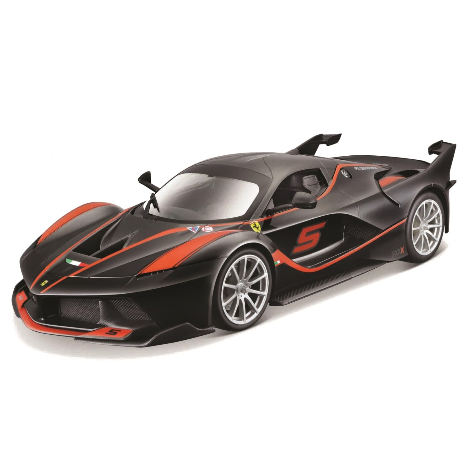 Bburago Ferrari FXX-K: 1:18 Scale Model Car, Ferrari Race & Play Series, Boot and Bonnet for Opening, Steerable, 24 cm, Black #5 (18-16010BK)