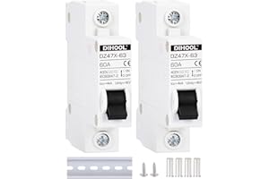 DIHOOL 60 Amp dc Circuit Breaker, 2pcs Solar Disconnect Switch 12-240V AC DC Universal Miniature Circuit Breakers