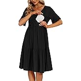 Smallshow Women's Maternity Nursing Dress Ruffle Short Sleeve Breastfeeding Clothes