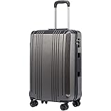 Coolife Luggage Suitcase PC+ABS with TSA Lock Spinner Carry on Hardshell Lightweight 20in 24in 28in (grey, S(20in_carry on))