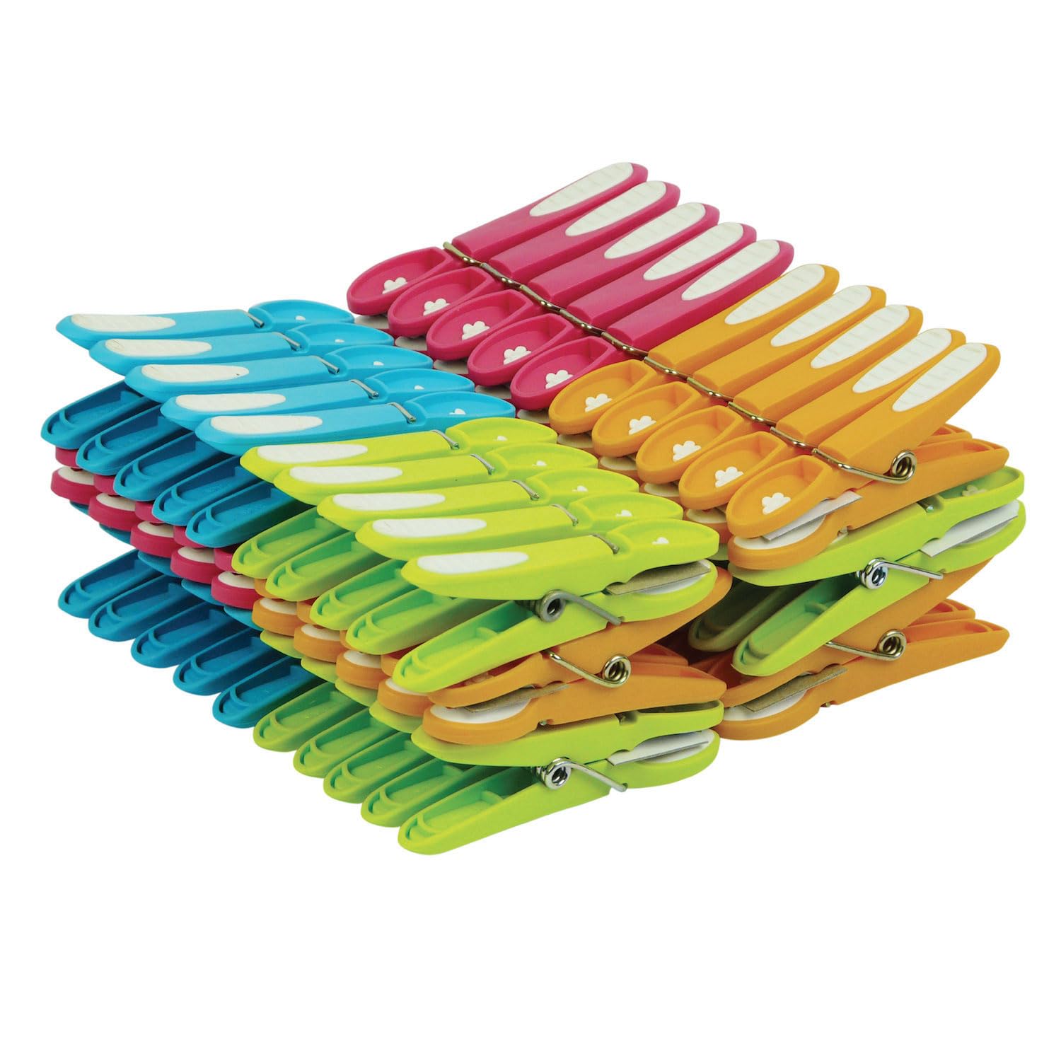 LAGUELLE - Clothes Pegs - Green, Blue, Orange, Pink, 60 Clothes Pegs