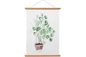 HONKKI Magnetic Poster Frame Hanger, Natural Teak, Poster Hanger for Photos, Pictures, Prints, Maps, Scrolls and Canvas Artwork