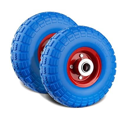 Forever Speed 2X Gummirad Vollgummi-Reifen Universal Schubkarren-Reifen PU auf Stahlfelge schwarz mit 100kg Traglast Ø255mm/3