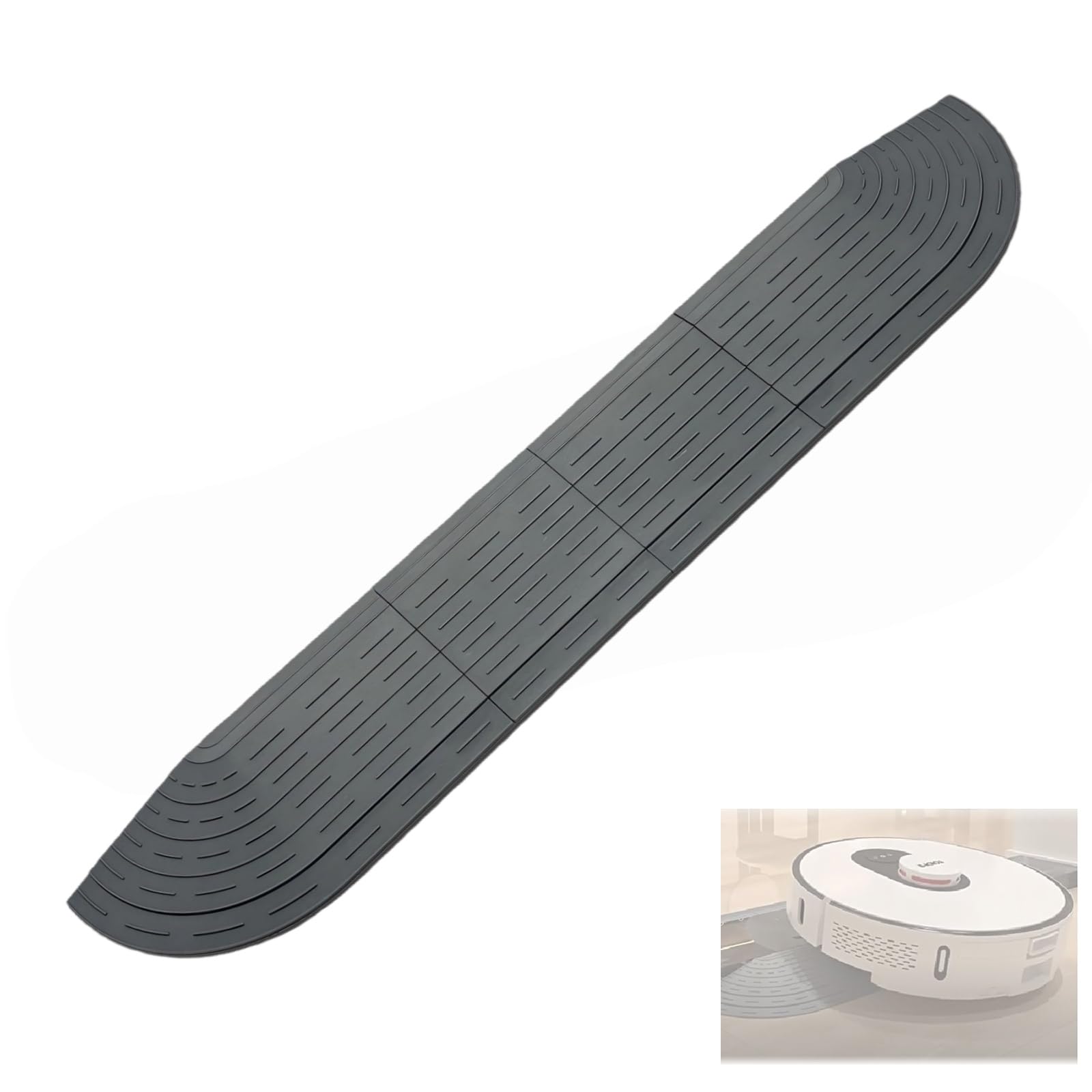 Photo 1 of 1.2'' Plastic Threshold Ramp for Robot Vacuums Fits Roborock Dreame iRobot Shark Compatible with Ecovacs Eufy Xiaomi Narwal MOVA -1.2''x4.5''x25'' Grey Climbing Mat for 0.8''-1.2'' Sills-1 Pack