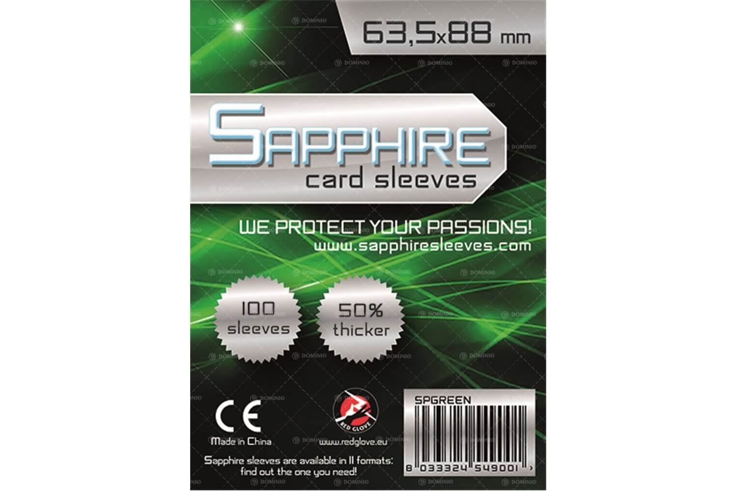 Red Glove Sapphire Card Sleeves Green 63.5x88 mm 100 pcs Rangements