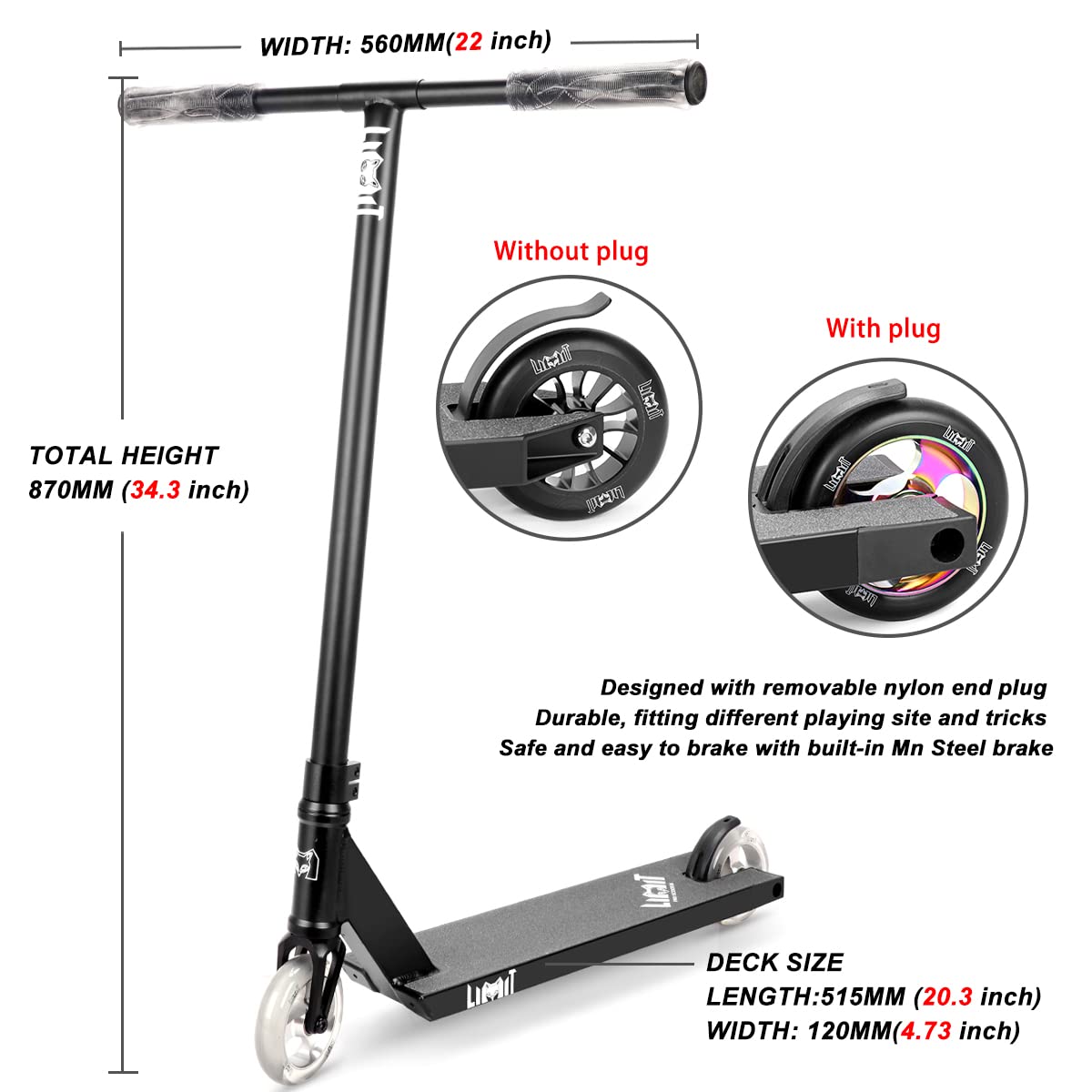 LMT69 Professional Scooter-Trick Scooter-Intermediate Beginner Stunt Scooter Suitable - Children, Teenagers Adults 8 Years Old Above