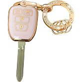 Rilnaewn Keyless Entry Systems for Toyota Key Fob Cover Fit for 2014-2017 Toyota Camry Corolla Highlander Rav4 Smart Key (4-Button-Pink-Gold)