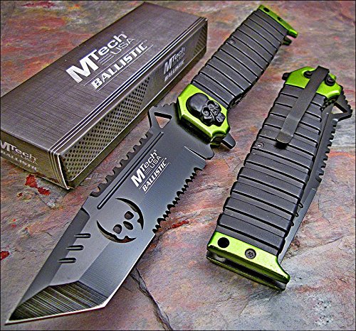 Mtech ballistic green sawback tanto skull pocket knife …