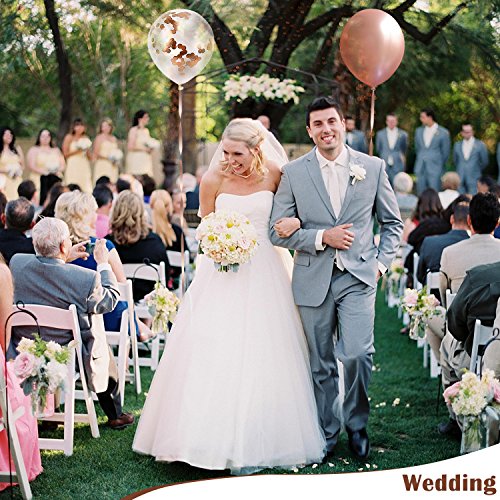 TIRIO Rose Gold Confetti Balloons 36Pcs, 12 Inch Premium Quality Rose Gold Latex Party Balloons Great for Weddings, Birthdays, Bridal Shower Decorations, Engagement, Graduation Party.