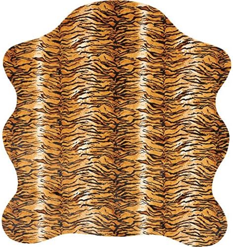 Classic Safari Tiger Print Rug, 66-1/2 x 65"