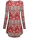 Faddare Women Tunic Dresses Top Ethnic Style Summer Shift Dress,Red XL