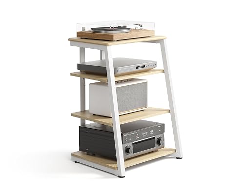 FITUEYES Design 4-Tier AV Media Stand Corner Shelf Stand Wooden Corner ...