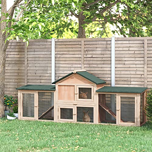 PawHut Large Rabbit Hutch Outdoor Materials Safer for Pets & ClimateFriendly, Big Rabbit Cage