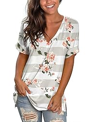 Workout Shirts for Women Floral Tops Summer Clothes