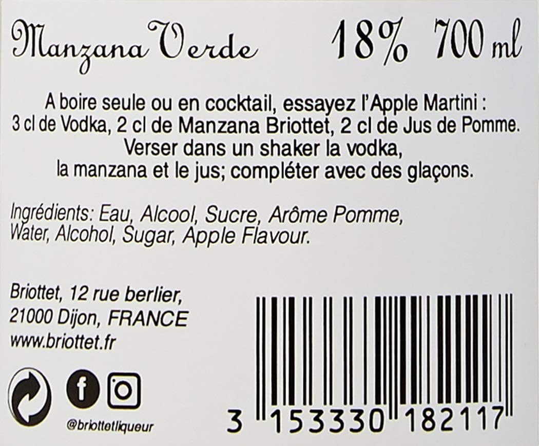 Briottet Manzana Verde (Apple) Liqueurs 70 cl - Image 5