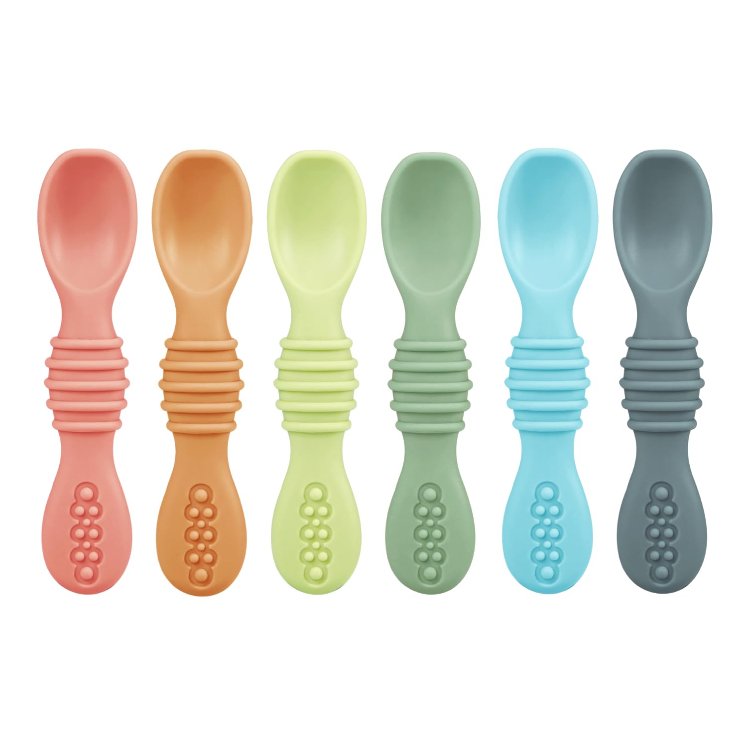 Photo 1 of PandaEar 6 Pack Silicone Baby Spoons - Self Feeding Utensils 6-12 Months - Infant Spoons First Stage - Baby Feeding Essentials