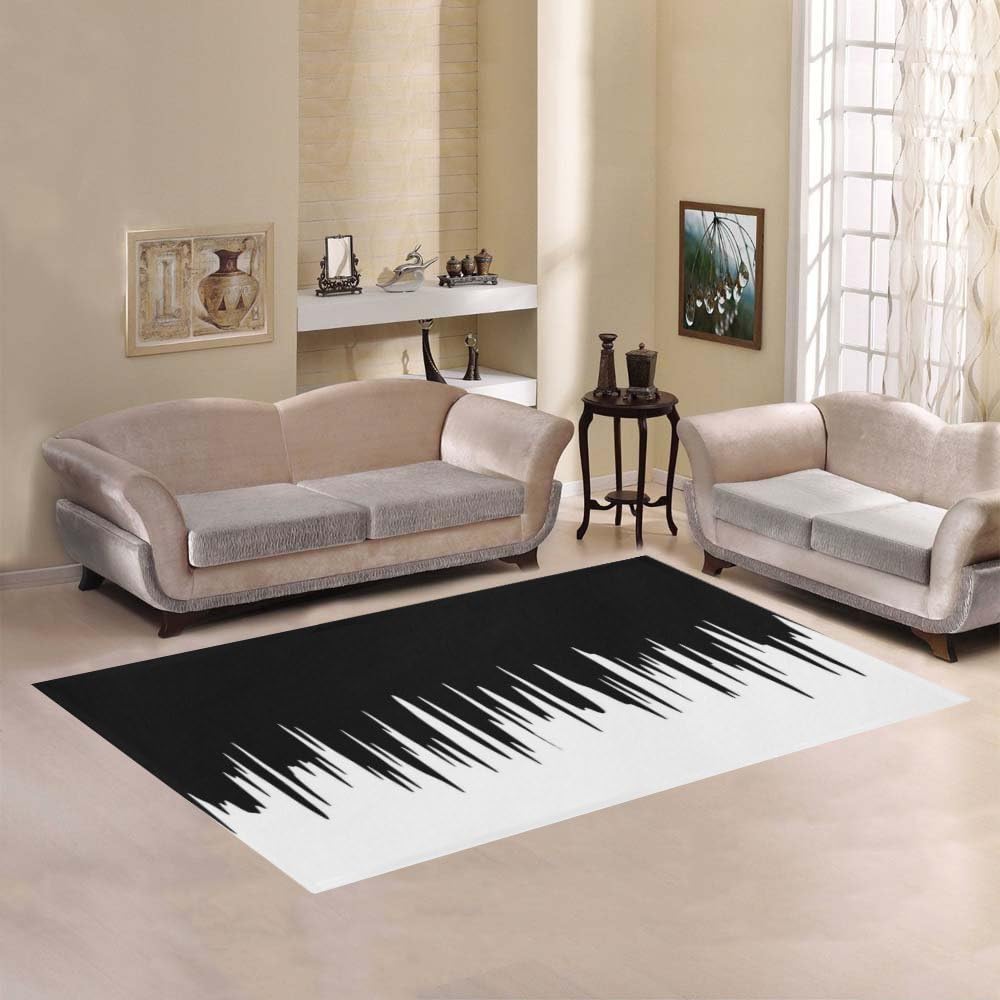 Love Nature Sweet Home Modern Collection Custom Black Paint Drips Area Rug 7'x5' Indoor Soft Carpet