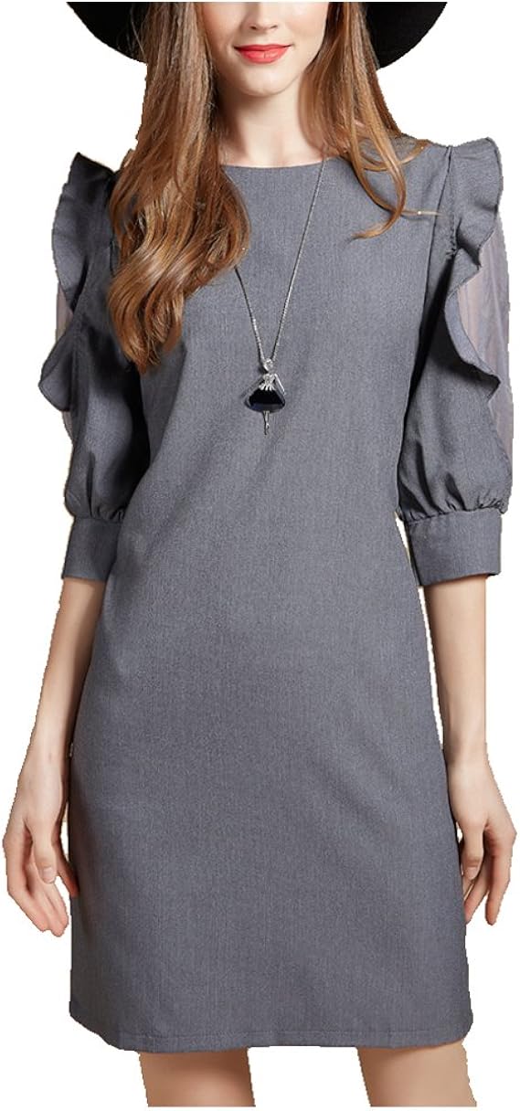 Amazon Co Jp Calcot Dress 光沢グレー 袖 フリル ワンピース レディース お呼ばれ きれいめ 春 フォーマル Ol 膝丈 代 30代 L 服 ファッション小物 Amazon Co Jp Calcot Dress 光沢グレー 袖 フリル ワンピース レディース お呼ばれ きれいめ 春 フォーマル Ol 膝丈 代 30代 L 服 ファッション小物