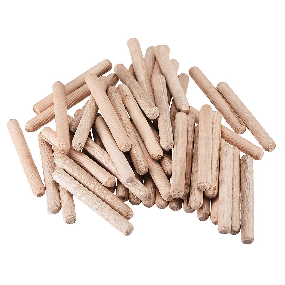 sourcing map 0.31"x2.36"(8x60mm) Wooden Dowel Pin Wood Kiln Dried Fluted Beveled Hardwood 50pcs