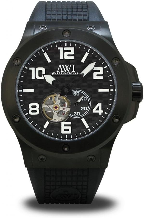 AWI International Water Resistance Watch AW9008AC Automatic Self Winding Movement With Black Rubber Strap FRANCK MULLER GROUP