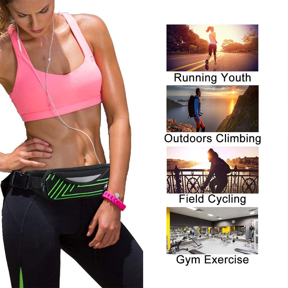 Slim Soft Waist Pack Fanny Pack Waist Bag Travel Pocket Phone Holder Running Belt with Adjustable Band For Workout Vacation Hiking Running Climbing Carrying iPhone X 8 7 Plus Samsung Galaxy S9 S8 S7