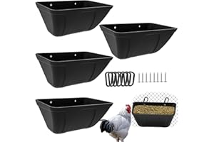 ATKSKYO Fence Hanging Chicken Feeder for Duck, Piglets, Goat Feeder Poultry Feeding Container for Livestock Feed Trough Water Bucket(4)