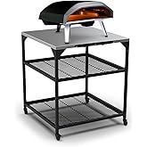 ooni Large Modular Outdoor Table - 31x31x35 Inch Stainless Steel Pizza Oven Stand, Barbecue Cart, Outdoor Pizza Station