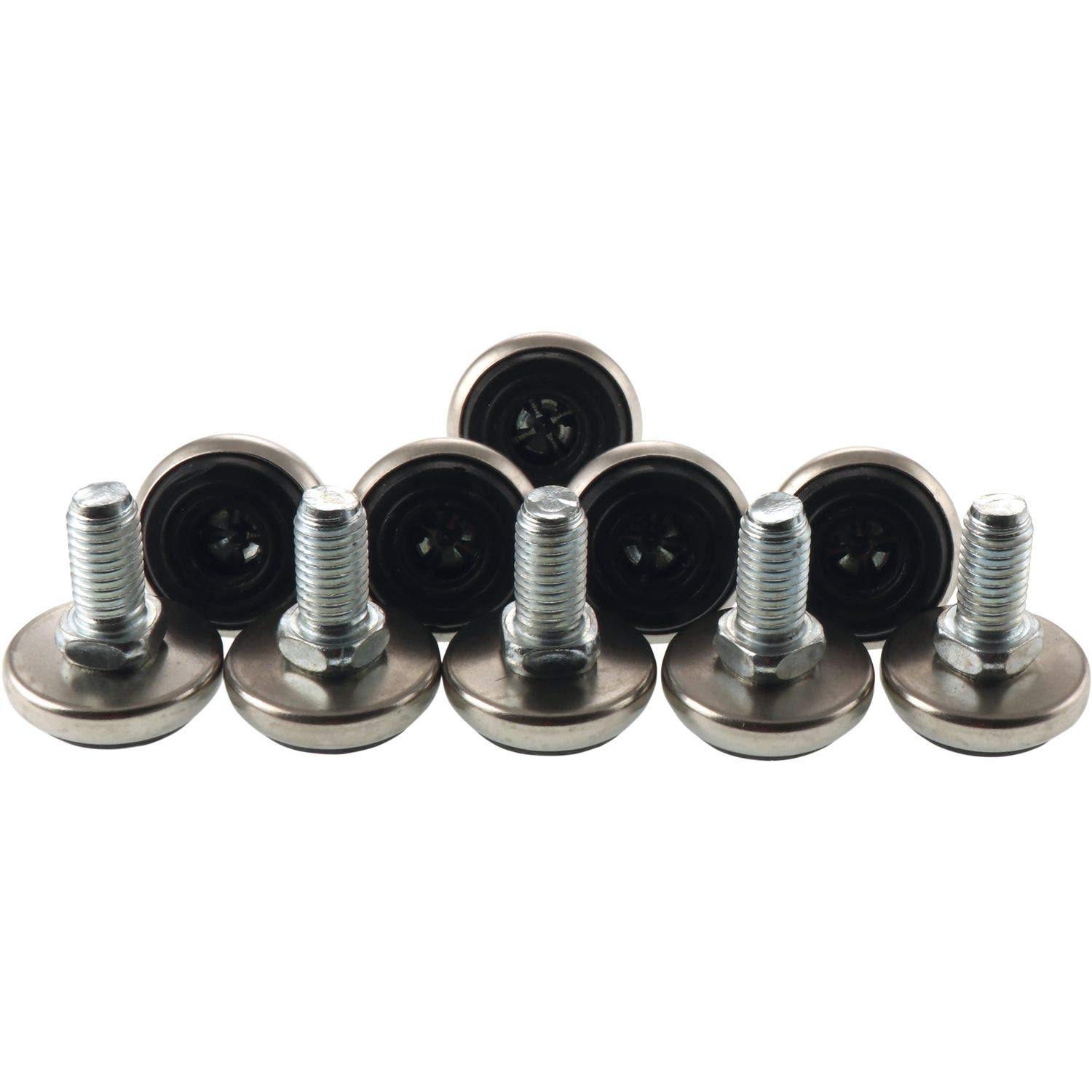 VASALAT VAS139 VAS123 Height Adjustment Screw M10, Thread Diameter 30 mm, Plastic Black/Steel, Contents: 10 Pieces, Silver, Set of 10