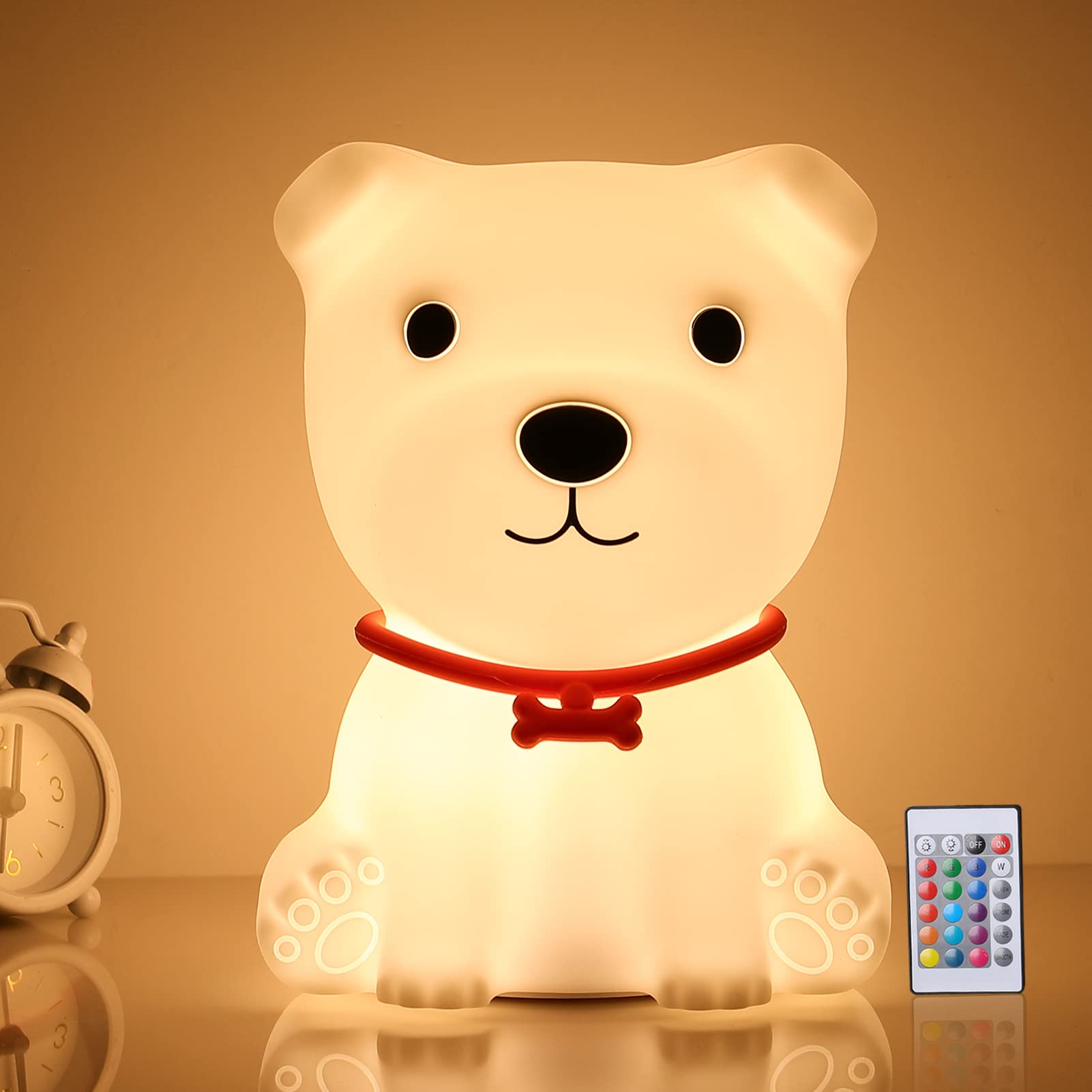 Tremdwoto Puppy 7 Color Changing Night Lamp, Kawaii Remote Control Night Light Room Decor, Soft Silicone Night Light for Baby Girl