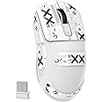 MAMBASNAKE Attack Shark X3 Wireless Gaming Mouse, 49g Ultralight, PixArt PAW3395 26000 DPI, Bluetooth/2.4Ghz /Wired Tri-Mode, 200Hrs Rechargeable Battery, Kailh GM8.0 Switch for MAC/Win - White&Tape