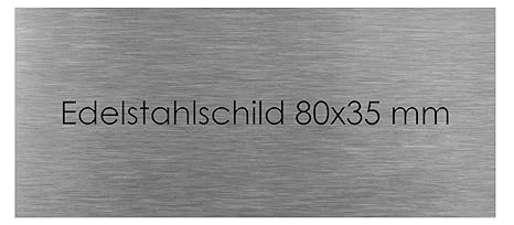 Türschild Edelstahl mit Lasergravur Namenschild Schild selbstklebend Büroschild (80 X 35 mm) Klingelschild Klingelplatte Brie