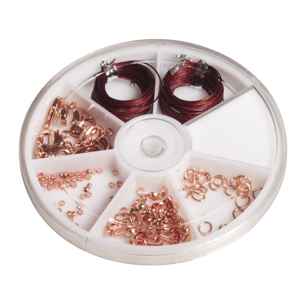 RAYHER Starter Set with Jewellery Accessories Tab Bag, Pink/Gold