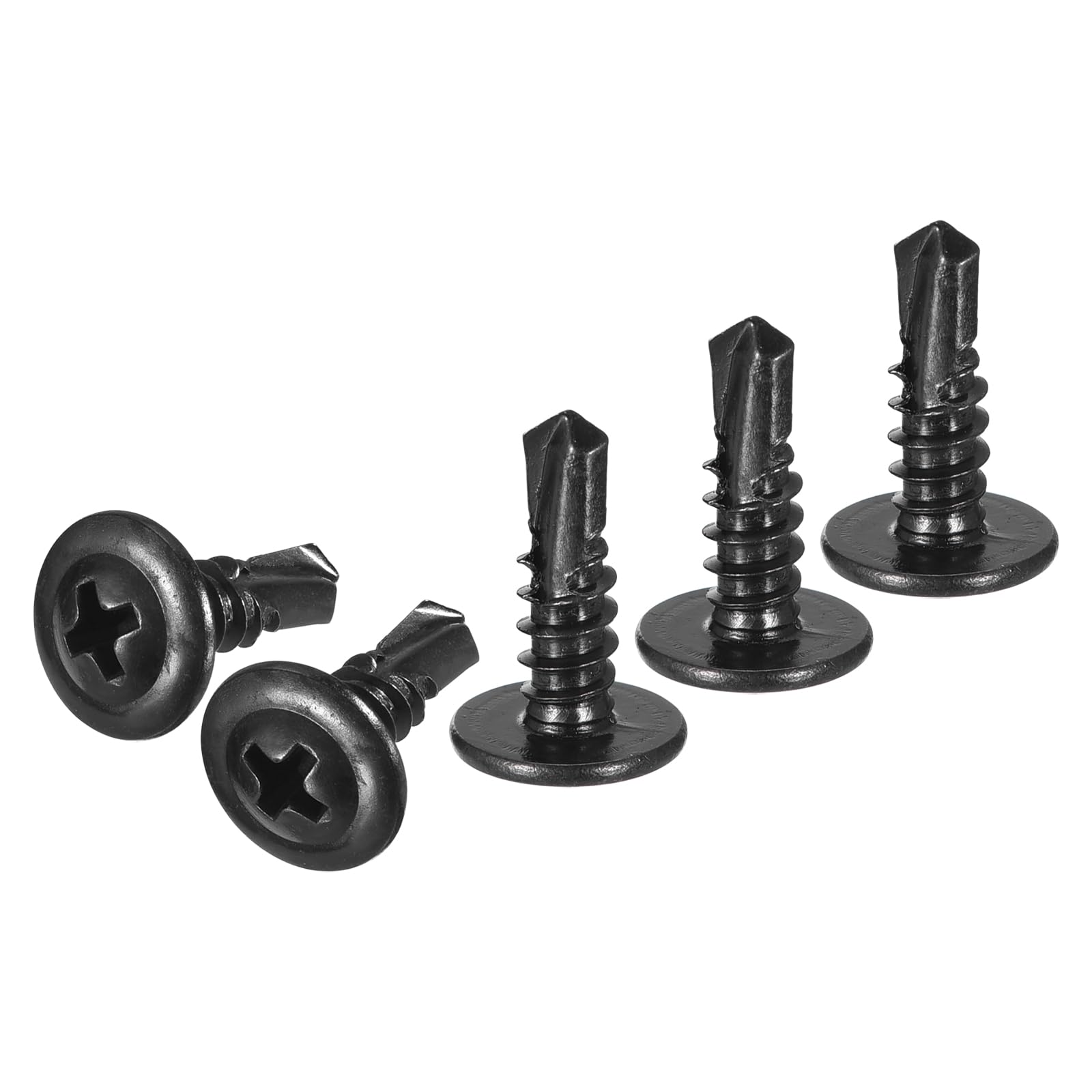 DTGN #10x5/8 Sheet Metal Screws - 250Pack - for Wood, Furniture - 410 Stainless Steel Phillips Round Head Washer Drill Tail Self Tapping Screws - Black