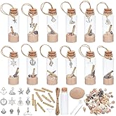 WEBEEDY 12 Sets DIY Glass Bottle Beach Ornaments Nautical Ocean Message Bottle Hanging Message in a Bottle Kit Glass Wish Jar for Beach Party Wedding Home Office Decor