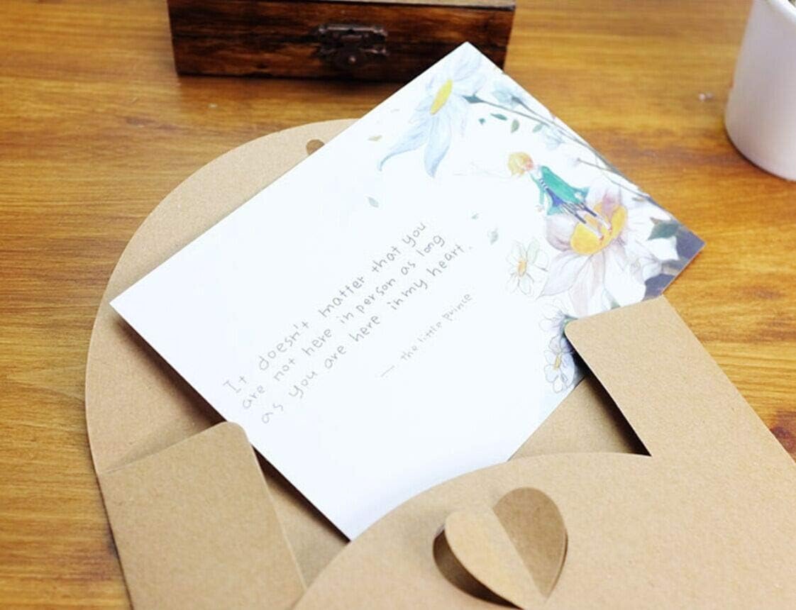 20pcs Retro Vintage Gift Card Envelopes Kraft Paper C6 Envelopes with Heart Clasp for Birthday Festival Greeting Cards Postcard Party Invitations Letters 11x17.5cm - Image 5