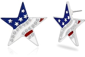 DAYANEY 4th of July Earrings Patriotic Earrings, Red White and Blue Earings for Women and Girls American USA Flag Jewelry as Fourth of July Accessories for Independence Day Outfit Gifts