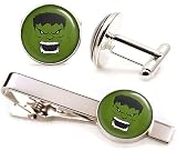 SharedImagination Incredible Hulk Cufflinks, Avengers Jewelry, Hulk Tie Clip, Avengers Cuff Links Link, Superhero Wedding Jewelry, Groomsmen