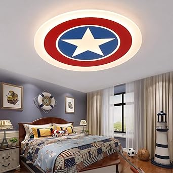 Led Ceiling Light Modern Simple Ceiling Light Round Cartoon Children S Lamp Personality Fashion Boy Girl Bedroom Lights Acrylic Lampshade Captain