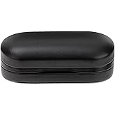 Healifty Double Glasses Case - PU Leather Eyeglass Box Organizer - Portable Sunglasses Holder - Black