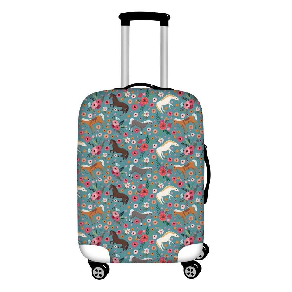 Coloranimal Travel Luggage Suitcase Protector Horse Flower Covers for 22-26 Inch Trunk Case Elastic