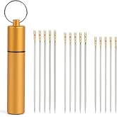 GarfxG Self Threading Needles 15pcs Easy Threading Steel Hand Sewing Needle | Large Eye Sharp Self Threading Embroidery Needles for Hand Sewing, Metal Tube Storage, Blind Handmade Sewing Accessories