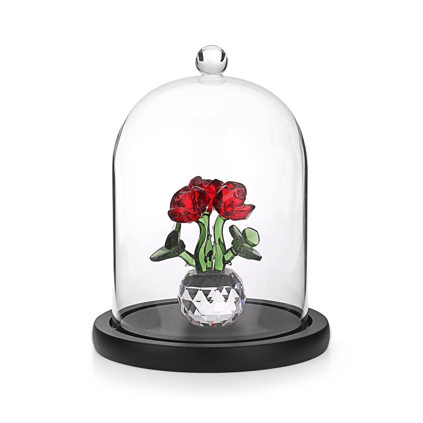 Photo 1 of JUXYES Glass Display Dome Cloche with Wood Base, Clear Glass Dome Cloche Bell Sphere Jar Snow Globe Kit, Snowglobe Cloche Bell Jar Display for Fairy Light Plant Collectible Figures